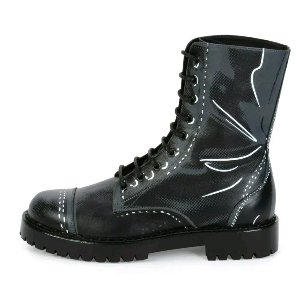 Moschino Men's Trompe L'oeil Black/Gray Leather